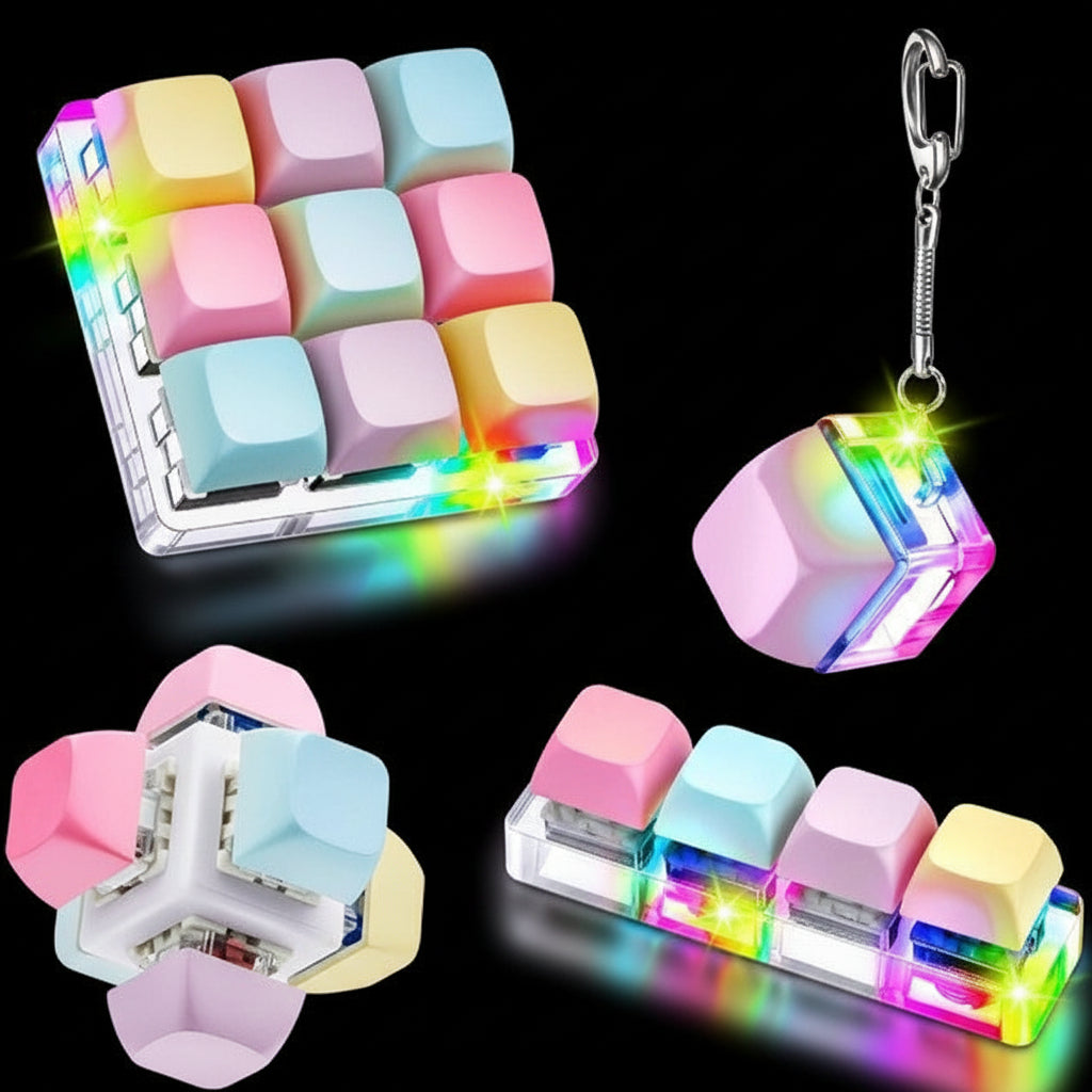 LED Button Fidget Keychain