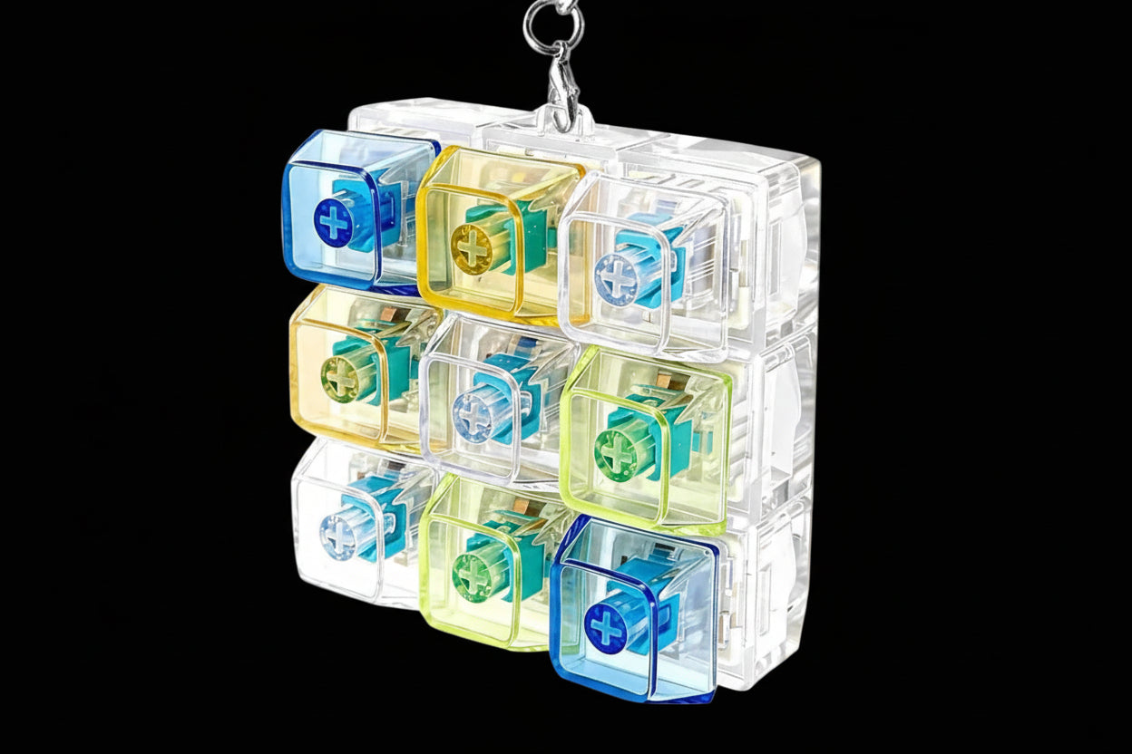 LED Button Fidget Keychain